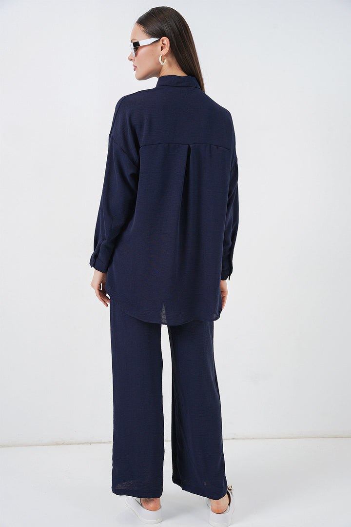 Bigdart Ensemble de pantalon et chemise pour femmes 30063 - Bleu marine