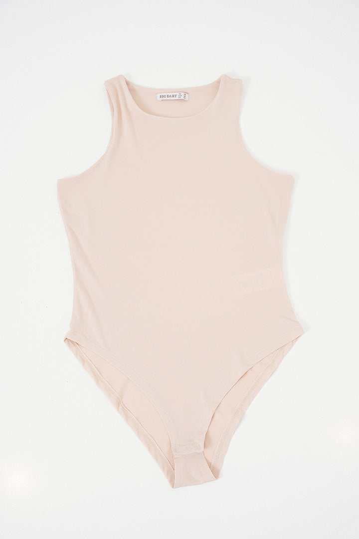 Bigdart Body à col halter et à pressions pour femme 972 - Beige