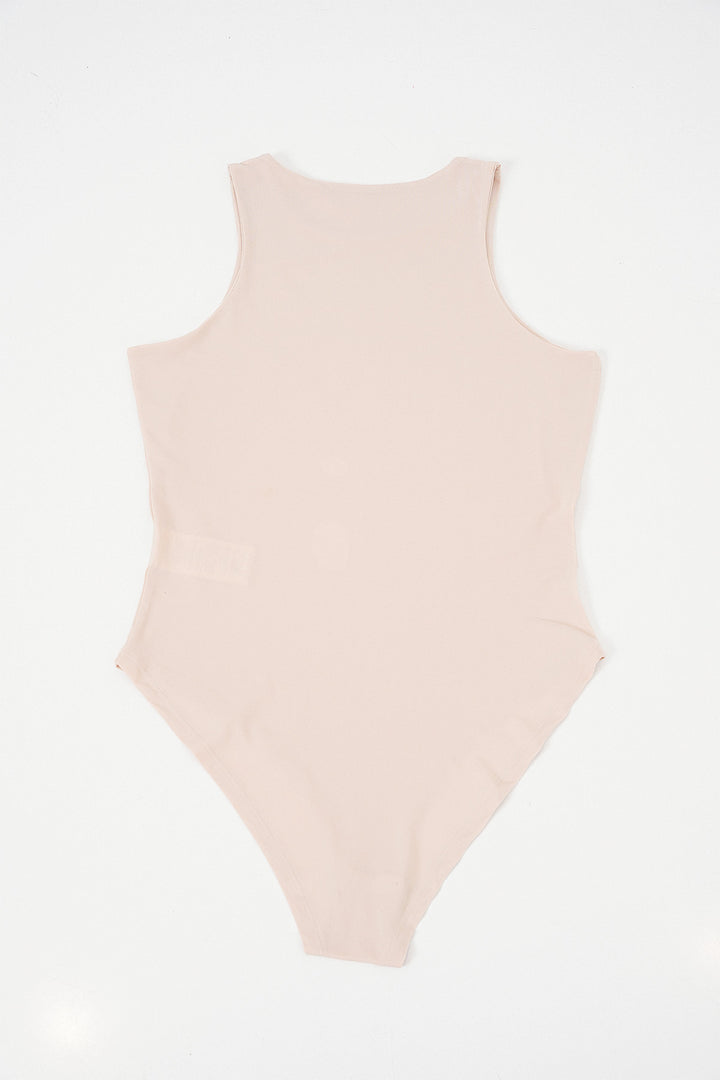 Bigdart Body à col halter et à pressions pour femme 972 - Beige