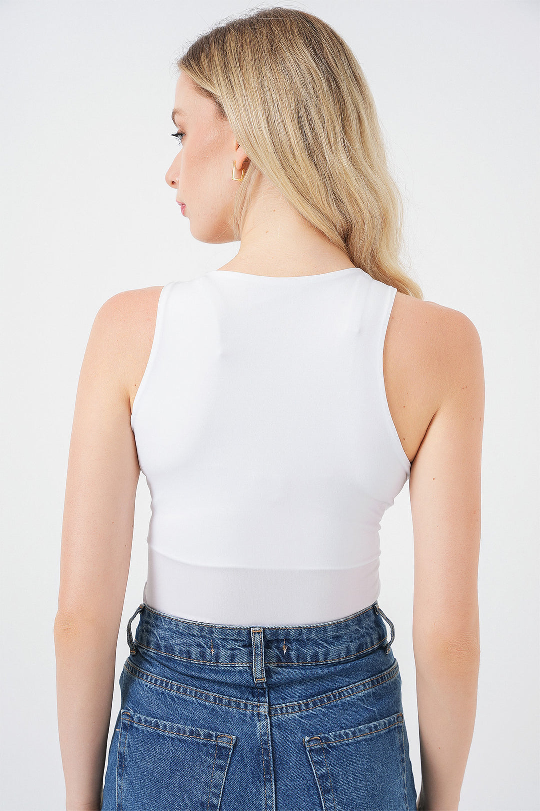 Bigdart Body à col halter et à pressions pour femme 972 - Blanc