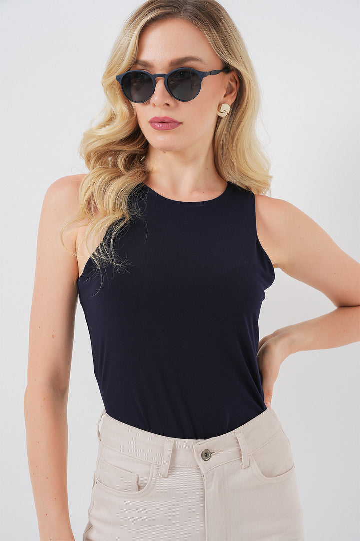Bigdart Body à col halter et à pressions pour femme 972 - Bleu marine