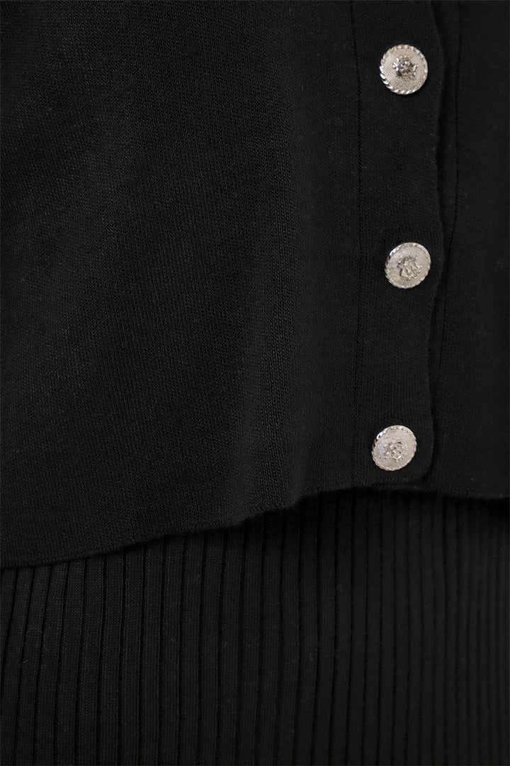 Bigdart Ensemble Tricot Robe Cardigan pour Femmes 15960 - Noir