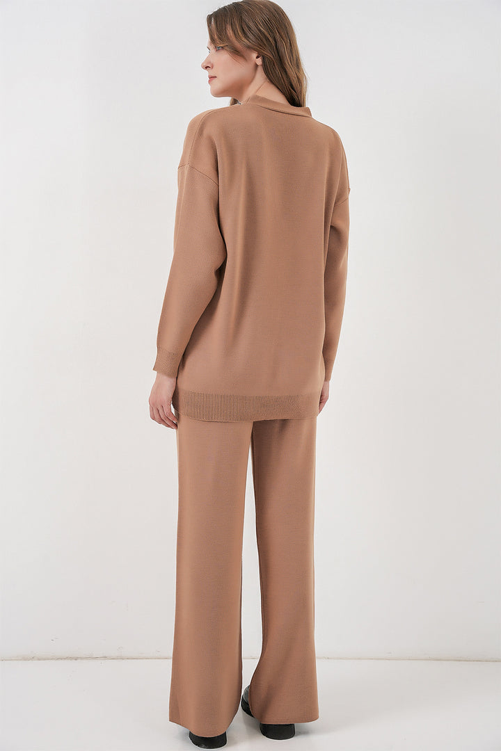 Bigdart Ensemble Tricot Cardigan et Pantalon pour Femmes 15956 - Camel