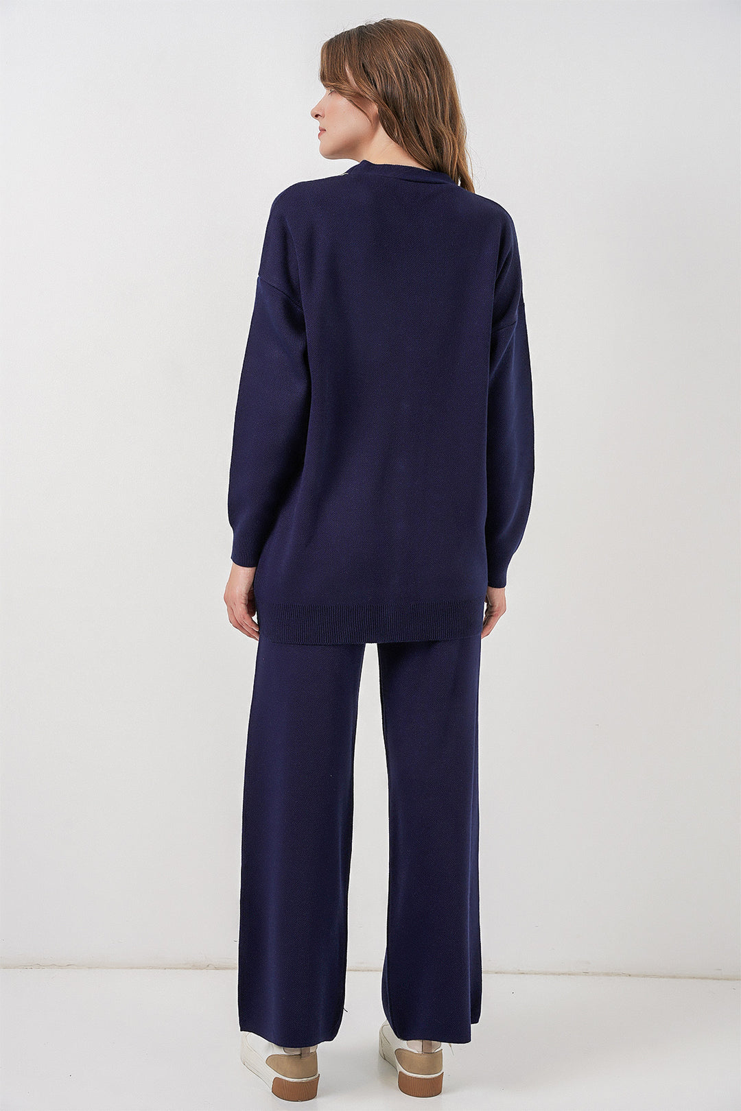 Bigdart Ensemble Tricot Cardigan et Pantalon pour Femmes 15956 - Bleu marine