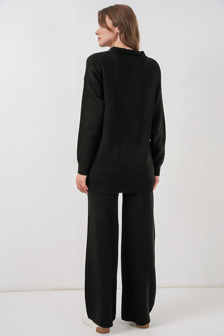 Bigdart Ensemble Tricot Cardigan et Pantalon pour Femmes 15956 - Noir