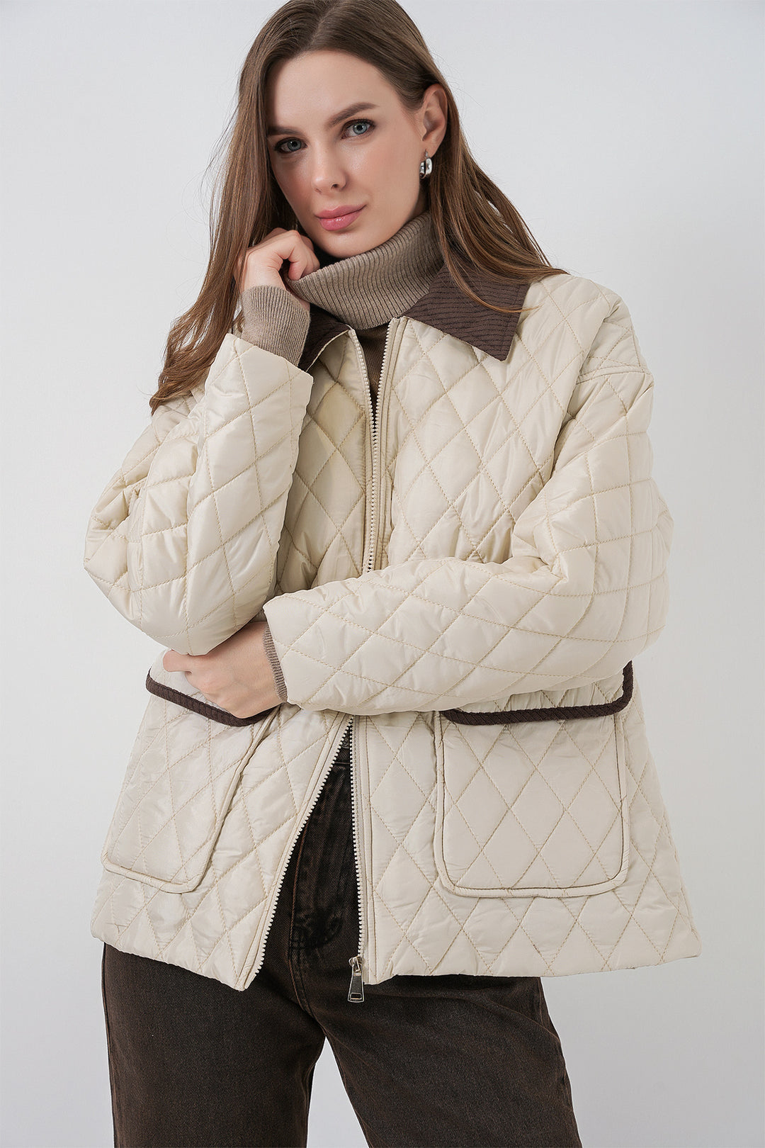 Bigdart Manteau oversize matelassé pour femme 5229 - Écru