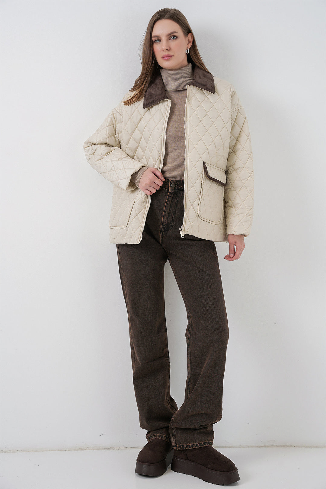 Bigdart Manteau oversize matelassé pour femme 5229 - Écru