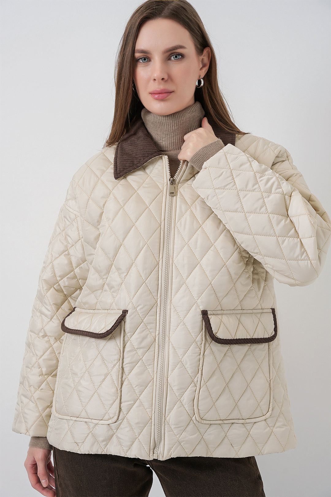 Bigdart Manteau oversize matelassé pour femme 5229 - Écru