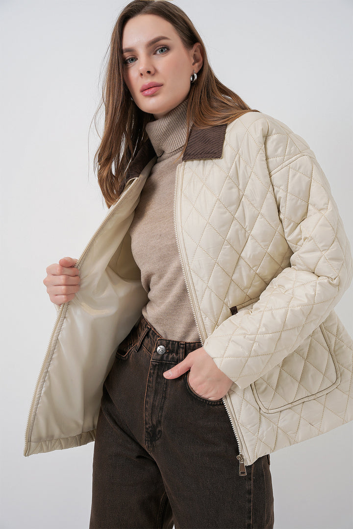 Bigdart Manteau oversize matelassé pour femme 5229 - Écru