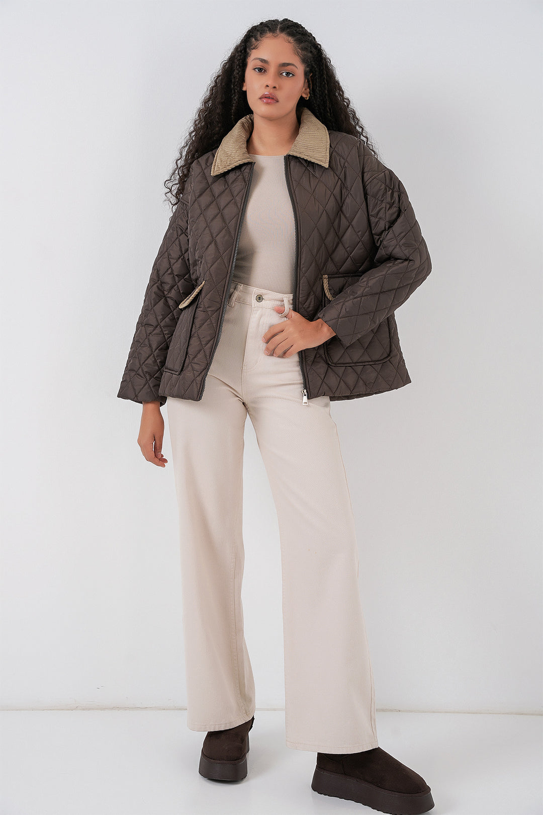 Bigdart Doudoune oversize matelassée beige marron femme 5229 - Marron