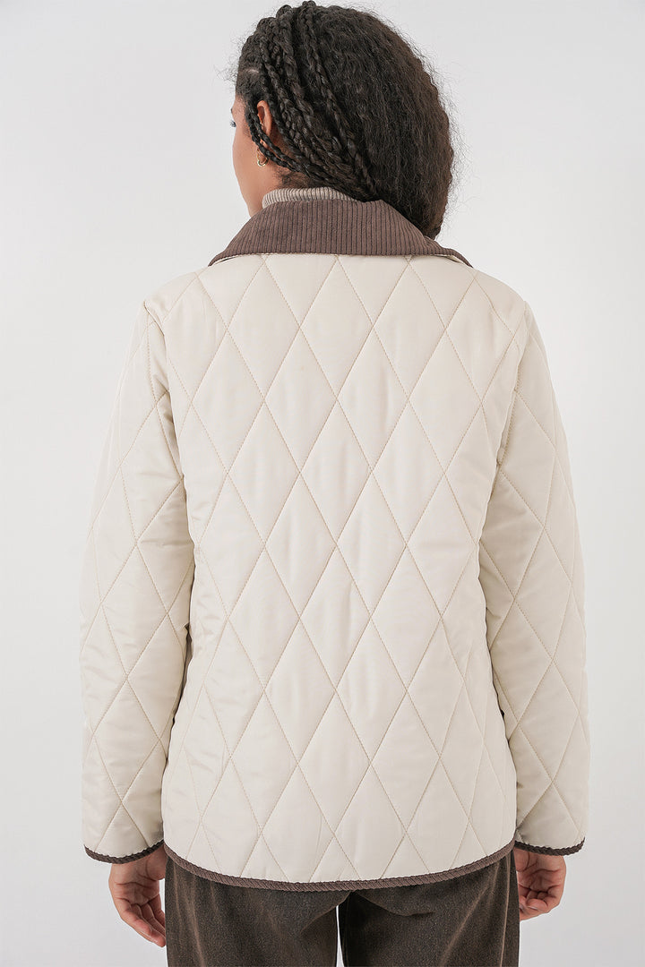 Bigdart Femme Manteau Oversize Matelassé 5226 - Écru Marron