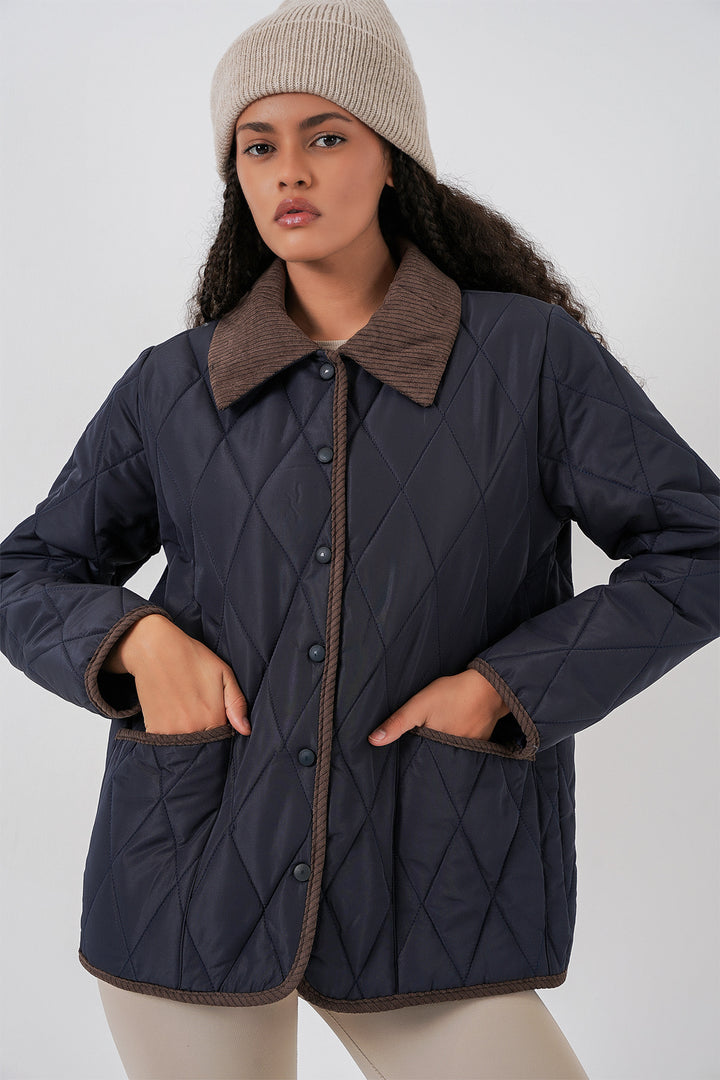 Bigdart Doudoune oversize matelassée pour femme 5226 - Bleu marine Marron