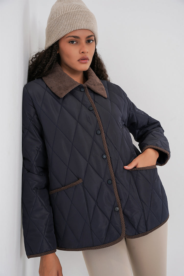 Bigdart Doudoune oversize matelassée pour femme 5226 - Bleu marine Marron