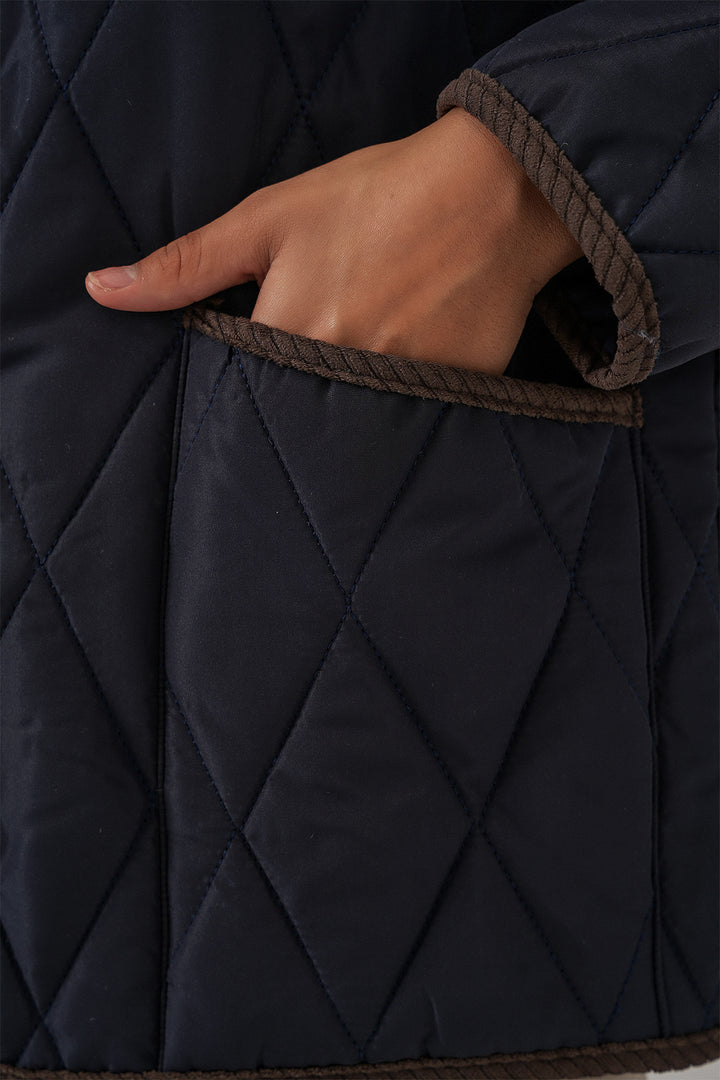 Bigdart Doudoune oversize matelassée pour femme 5226 - Bleu marine Marron
