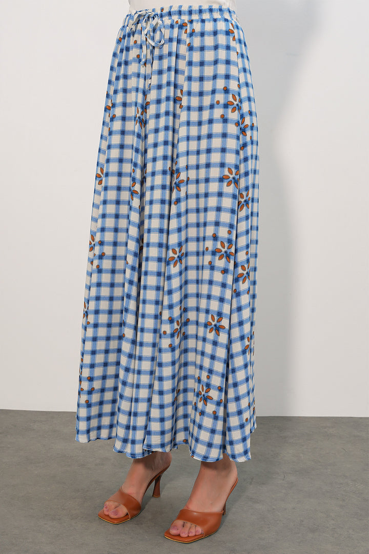 Bigdart Jupe longue à motifs carrés femme 8065 - Bleu̇