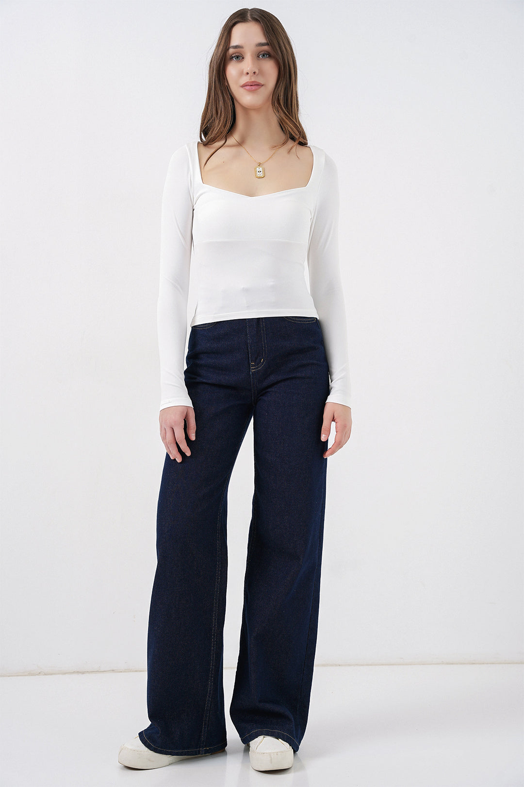 Bigdart Blouse Slim Fit à Col Carré Femme 986 - Blanc