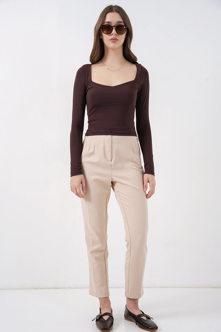 Bigdart Blouse Slim Fit à Col Carré Femme 986 - Marron