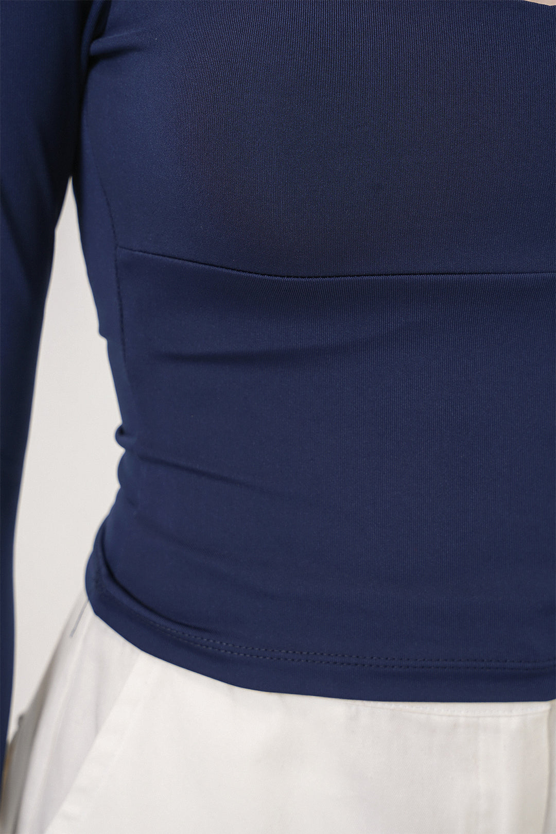 Bigdart Blouse Slim Fit à Col Carré Femme 986 - Bleu marine