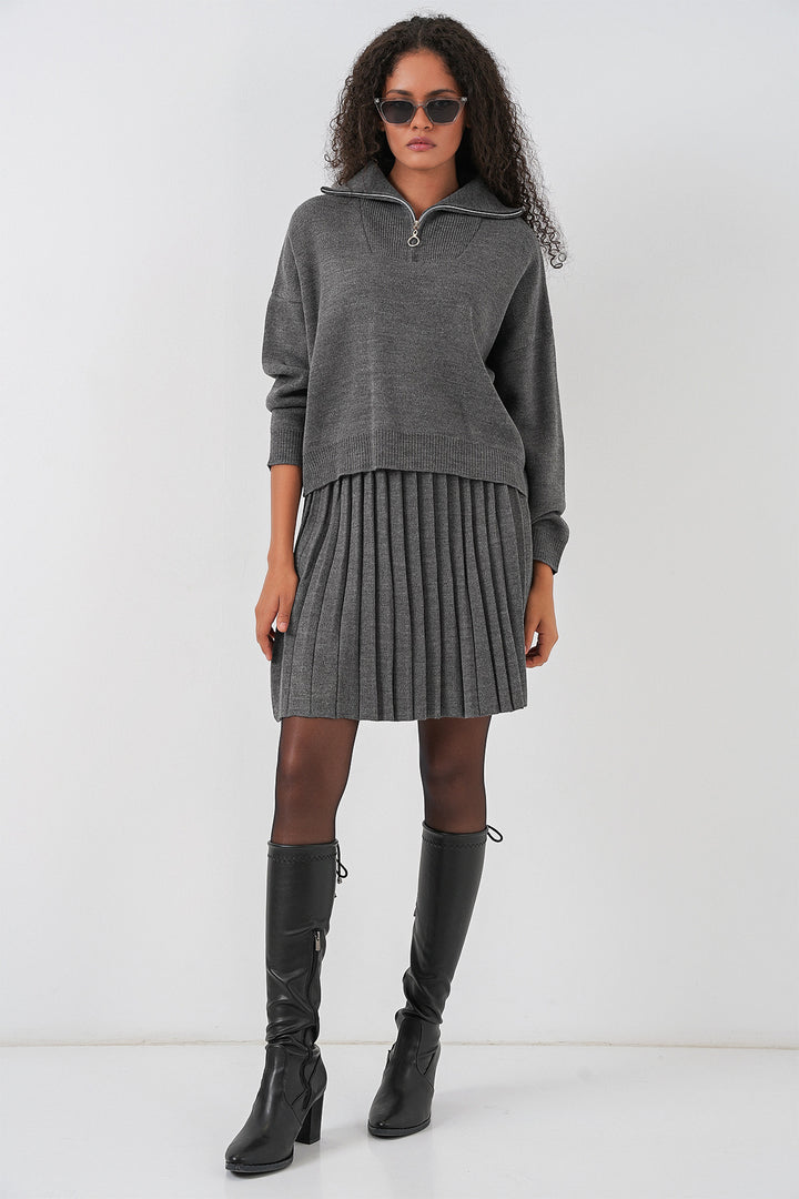 Bigdart Ensemble jupe pull pour femme 15938 - Anthracite