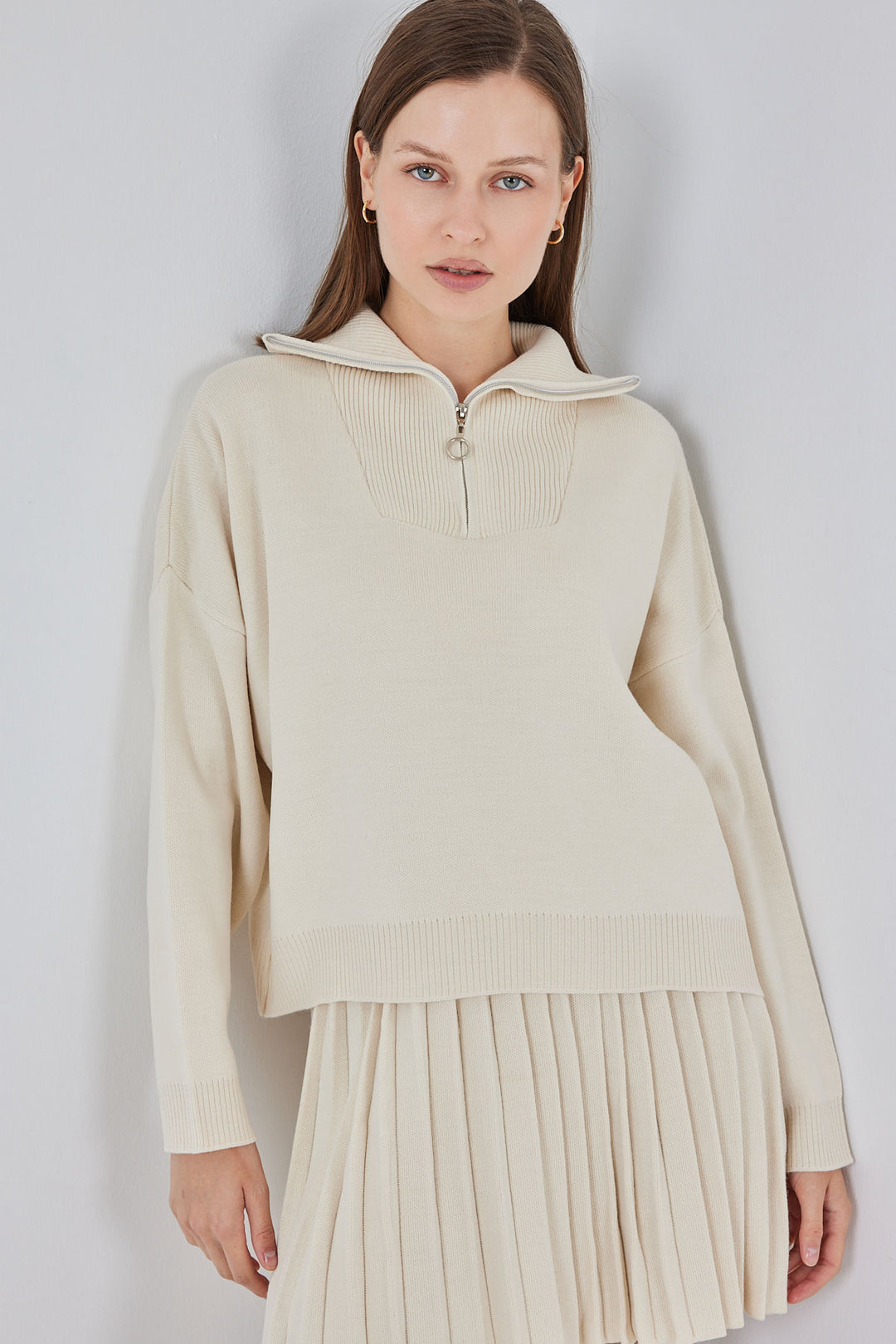 Bigdart Ensemble de jupe en tricot pour femme 15938 - Écru