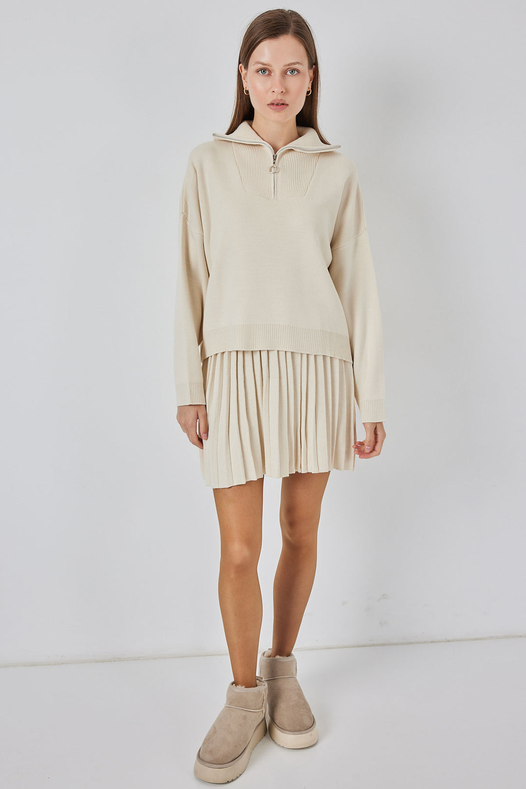 Bigdart Ensemble de jupe en tricot pour femme 15938 - Écru