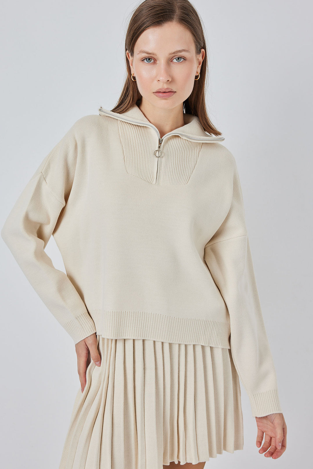 Bigdart Ensemble de jupe en tricot pour femme 15938 - Écru