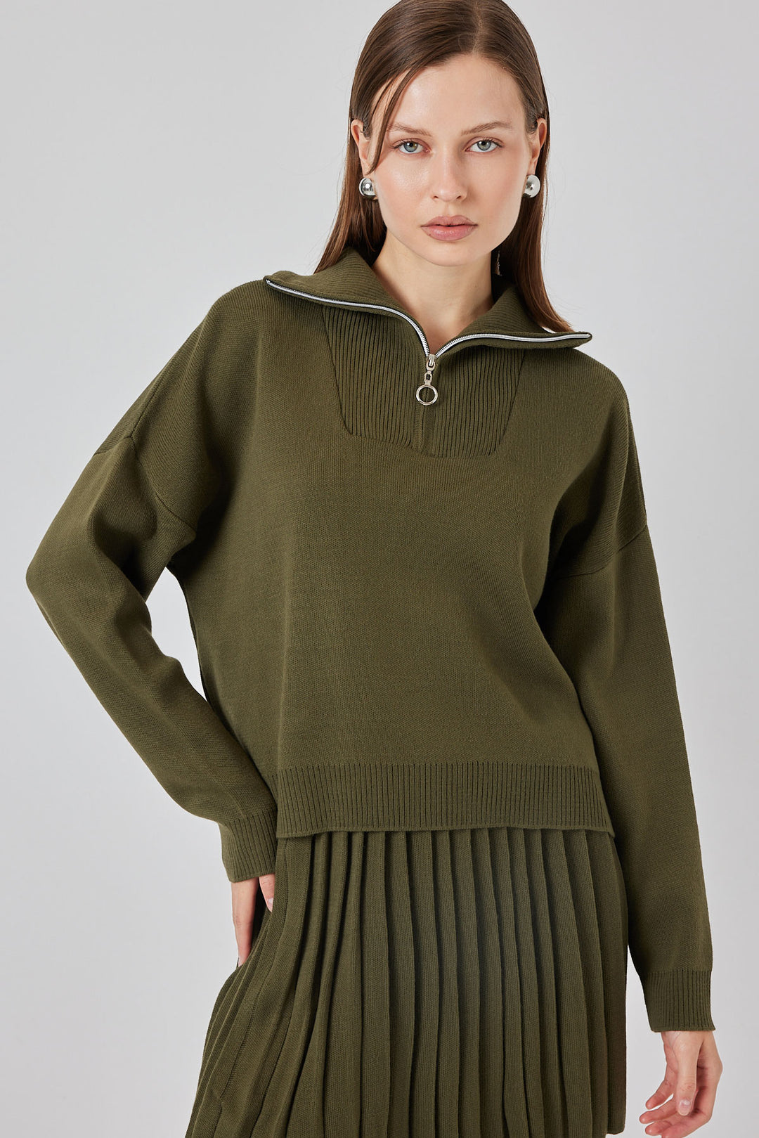 Bigdart Ensemble de jupe en tricot pour femme 15938 - Olive