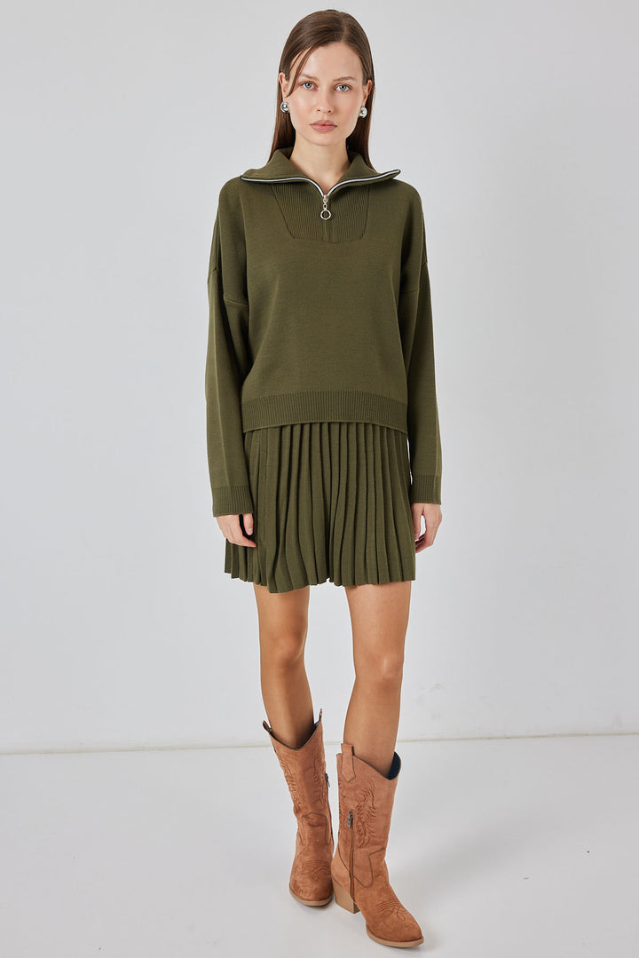 Bigdart Ensemble de jupe en tricot pour femme 15938 - Olive