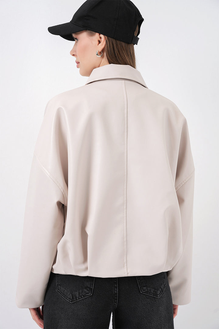 Bigdart Veste en cuir avec ceinture pour femme 1056 - Écru