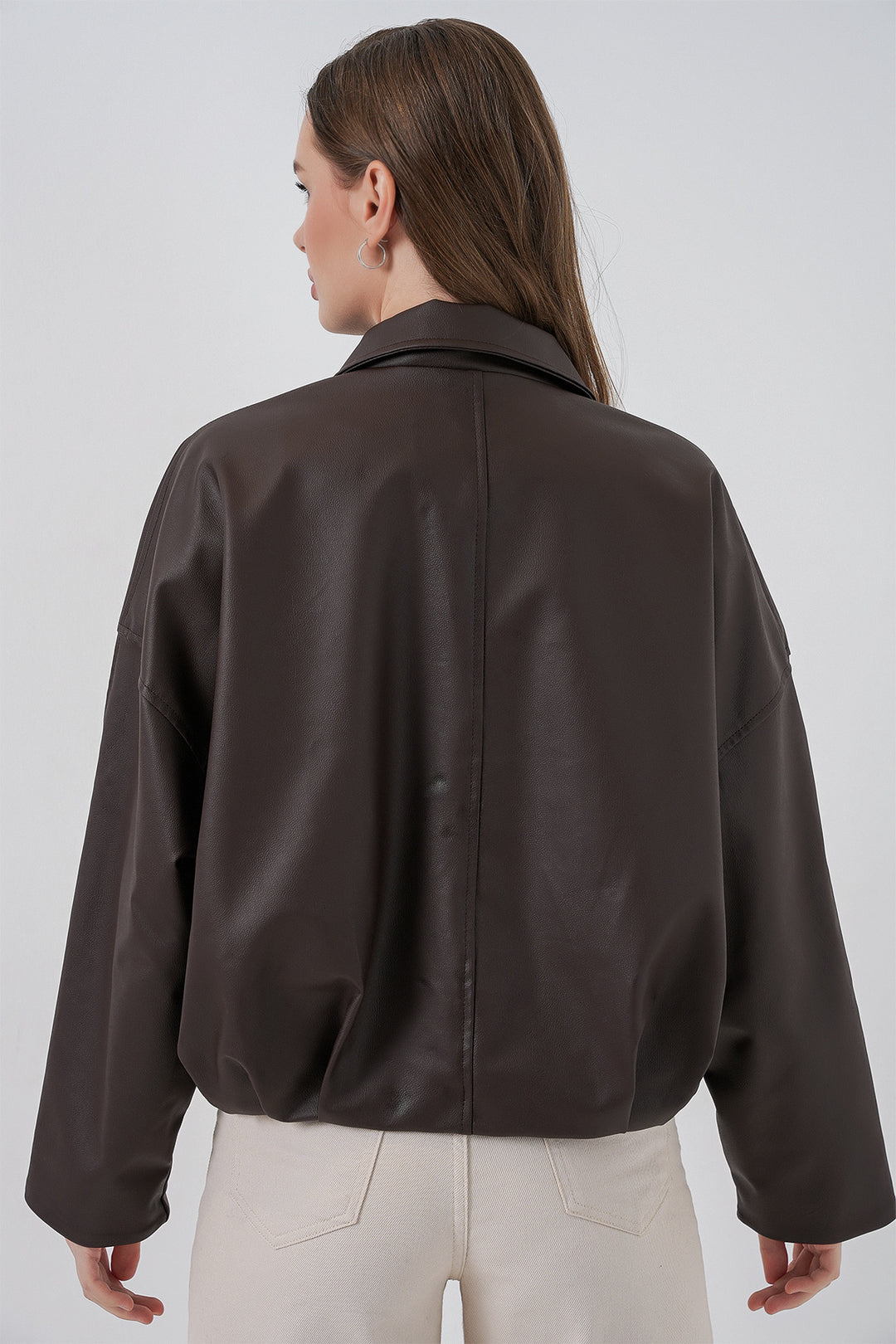 Bigdart Veste en Cuir avec Détail Ceinture 1056 - Marron