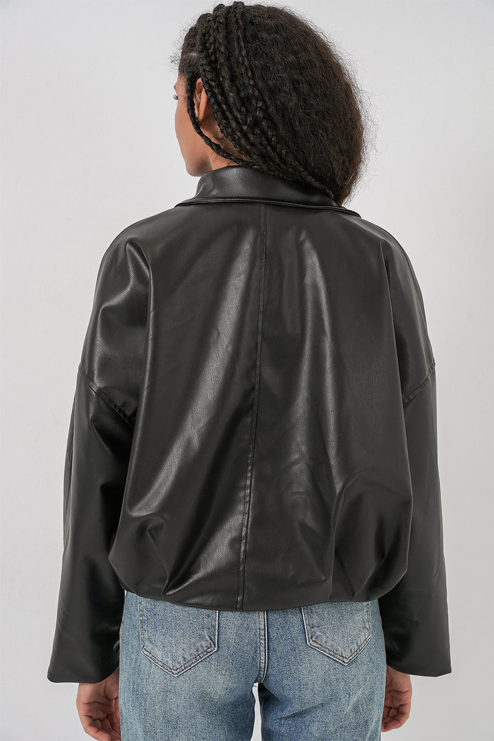 Bigdart Veste en cuir avec détail ceinture pour femme 1056 - Noir