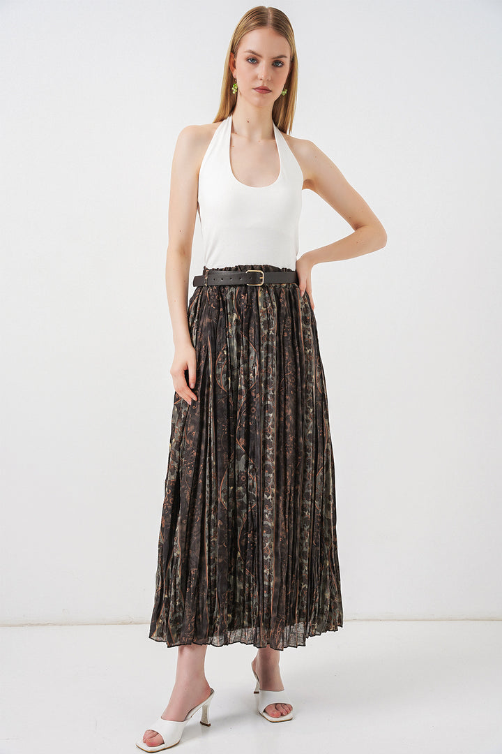 Bigdart Jupe Femme à Motifs avec Ceinture 8074 - Vert d'eau