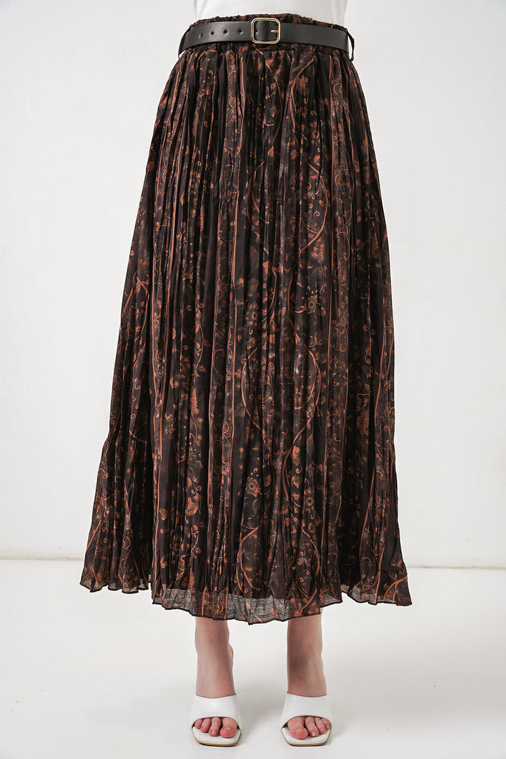 Bigdart Jupe Femme à Motifs avec Ceinture 8074 - Marron