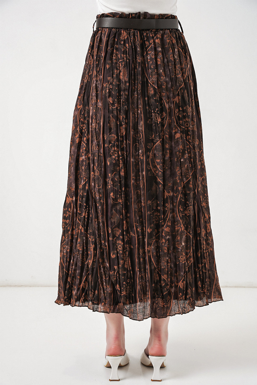 Bigdart Jupe Femme à Motifs avec Ceinture 8074 - Marron
