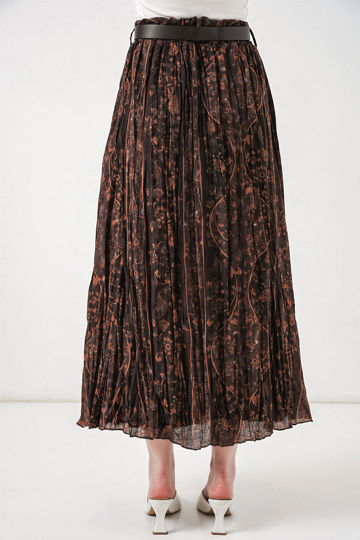 Bigdart Jupe Femme à Motifs avec Ceinture 8074 - Marron