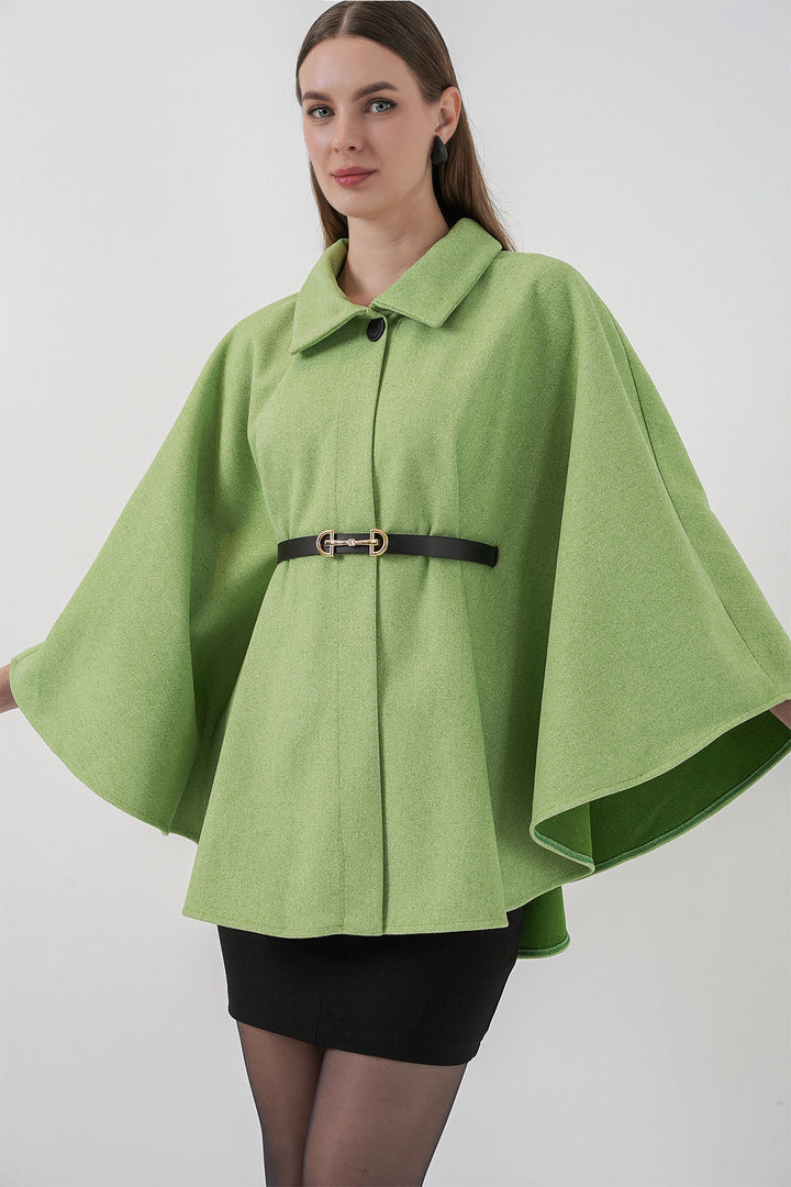 Bigdart Poncho en laine avec ceinture pour femme 9170 - Vert clair