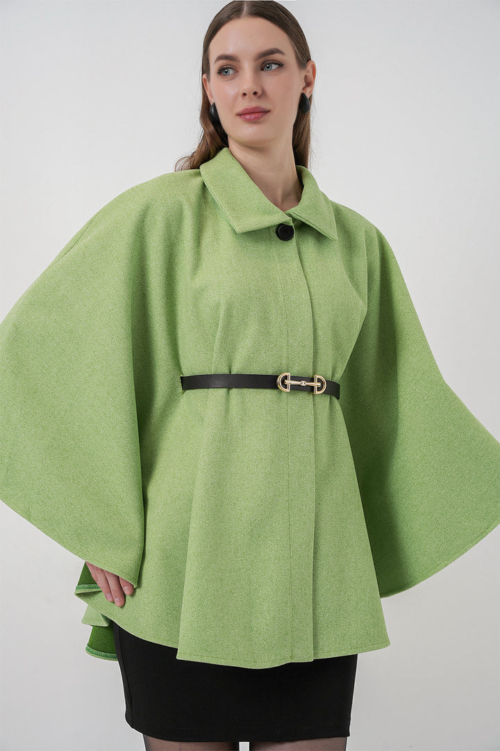 Bigdart Poncho en laine avec ceinture pour femme 9170 - Vert clair