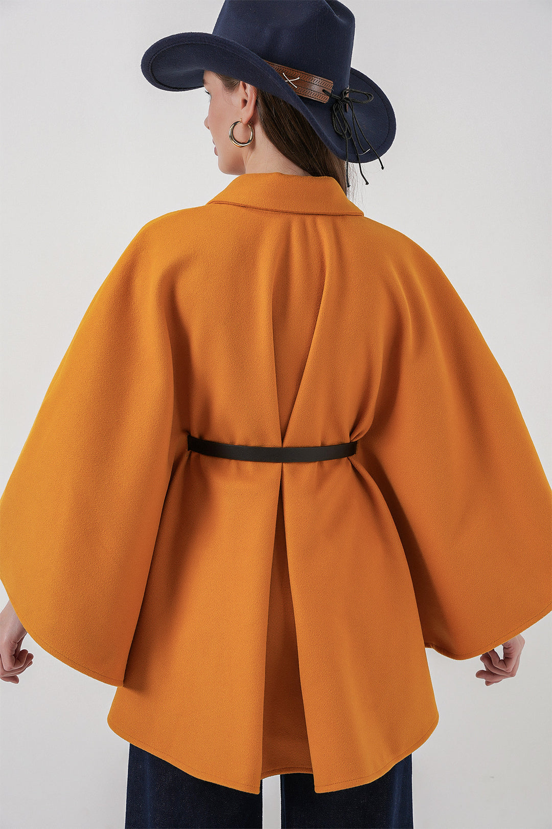 Bigdart Poncho en laine avec ceinture pour femme 9170 - Moutarde