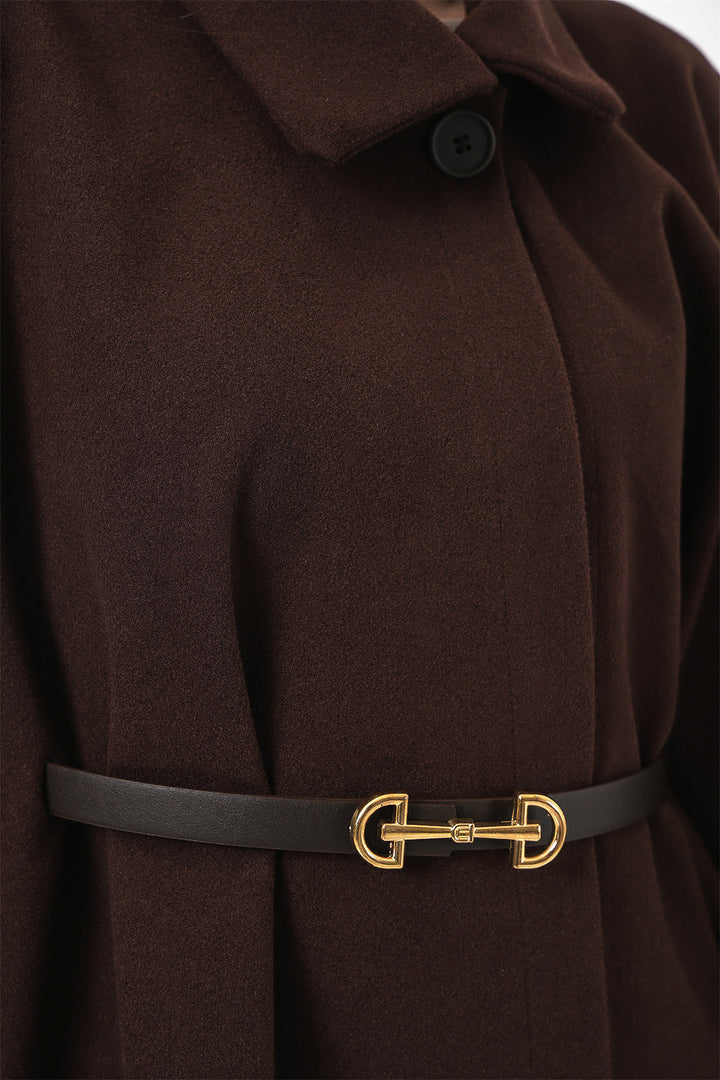 Bigdart Poncho en laine avec ceinture pour femme 9170 - Marron