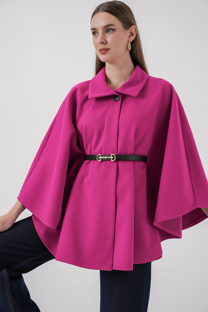 Bigdart Poncho en laine avec ceinture pour femme 9170 - Rose foncé