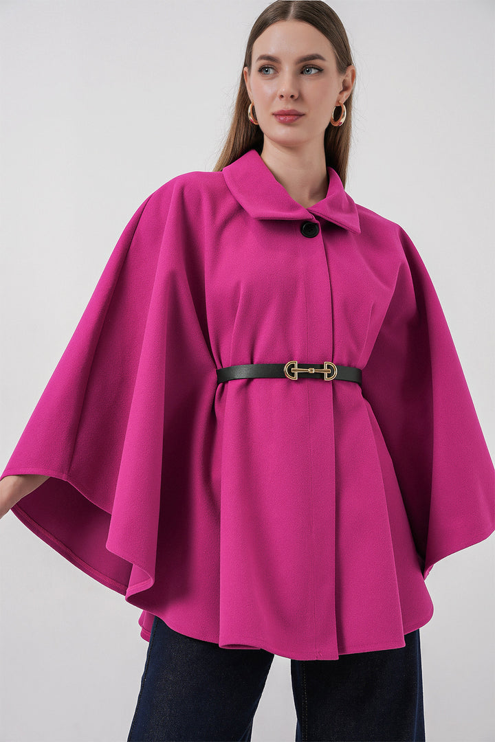 Bigdart Poncho en laine avec ceinture pour femme 9170 - Rose foncé