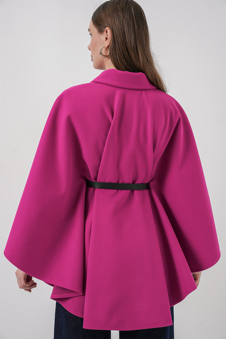 Bigdart Poncho en laine avec ceinture pour femme 9170 - Rose foncé