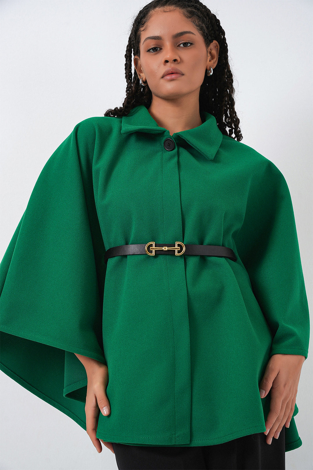 Bigdart Poncho en Laine Ceinturé Femme 9170 - Vert Foncé