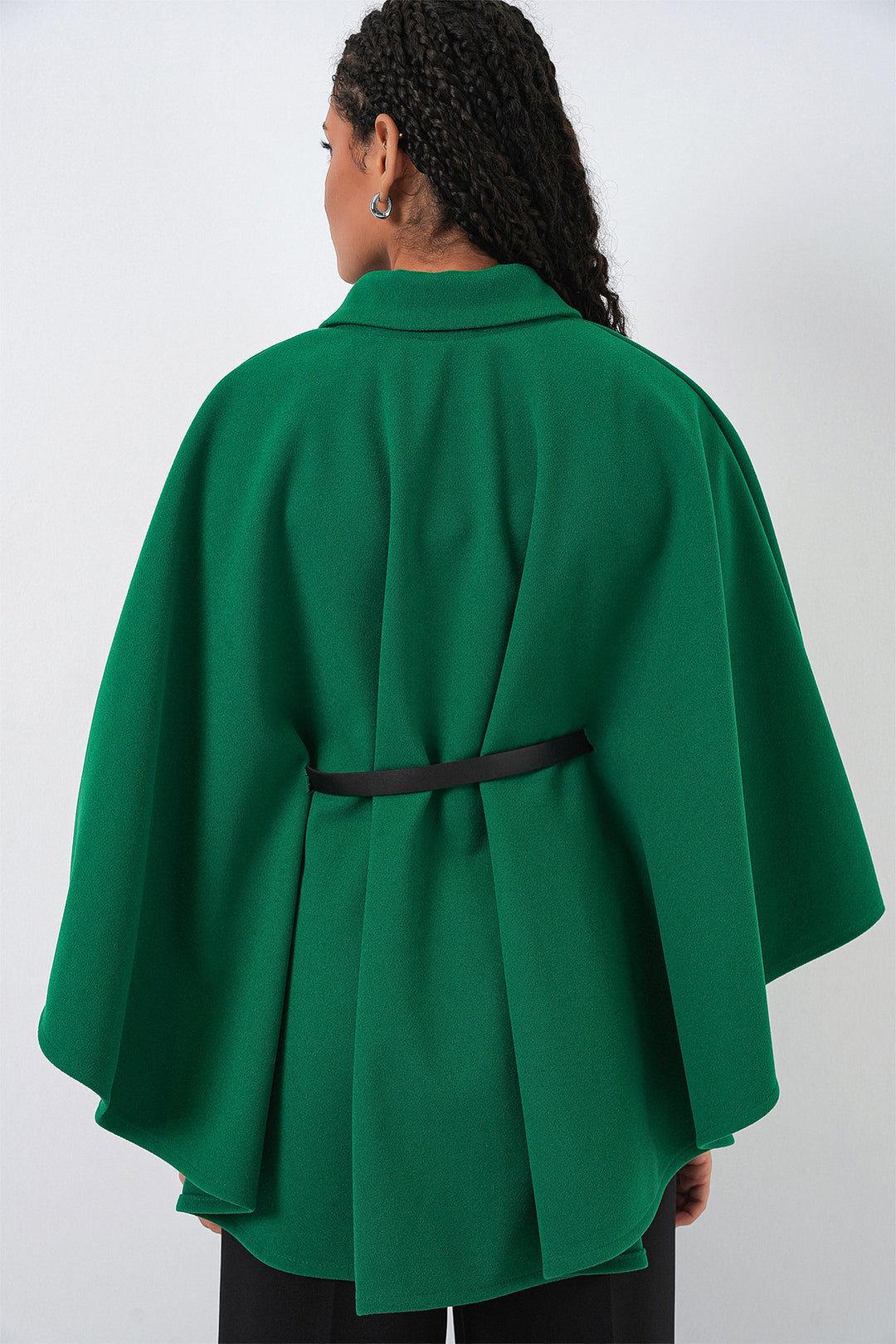 Bigdart Poncho en Laine Ceinturé Femme 9170 - Vert Foncé