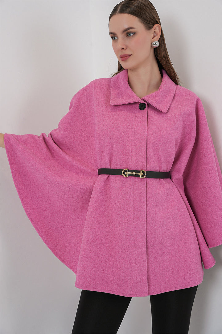 Bigdart Poncho en laine avec ceinture pour femme 9170 - Rose