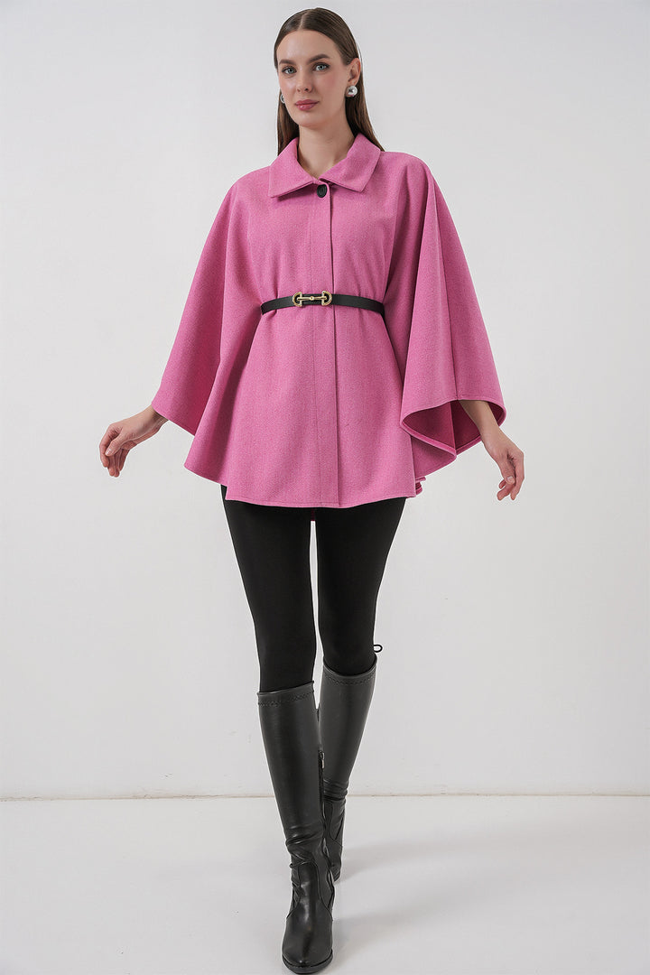 Bigdart Poncho en laine avec ceinture pour femme 9170 - Rose