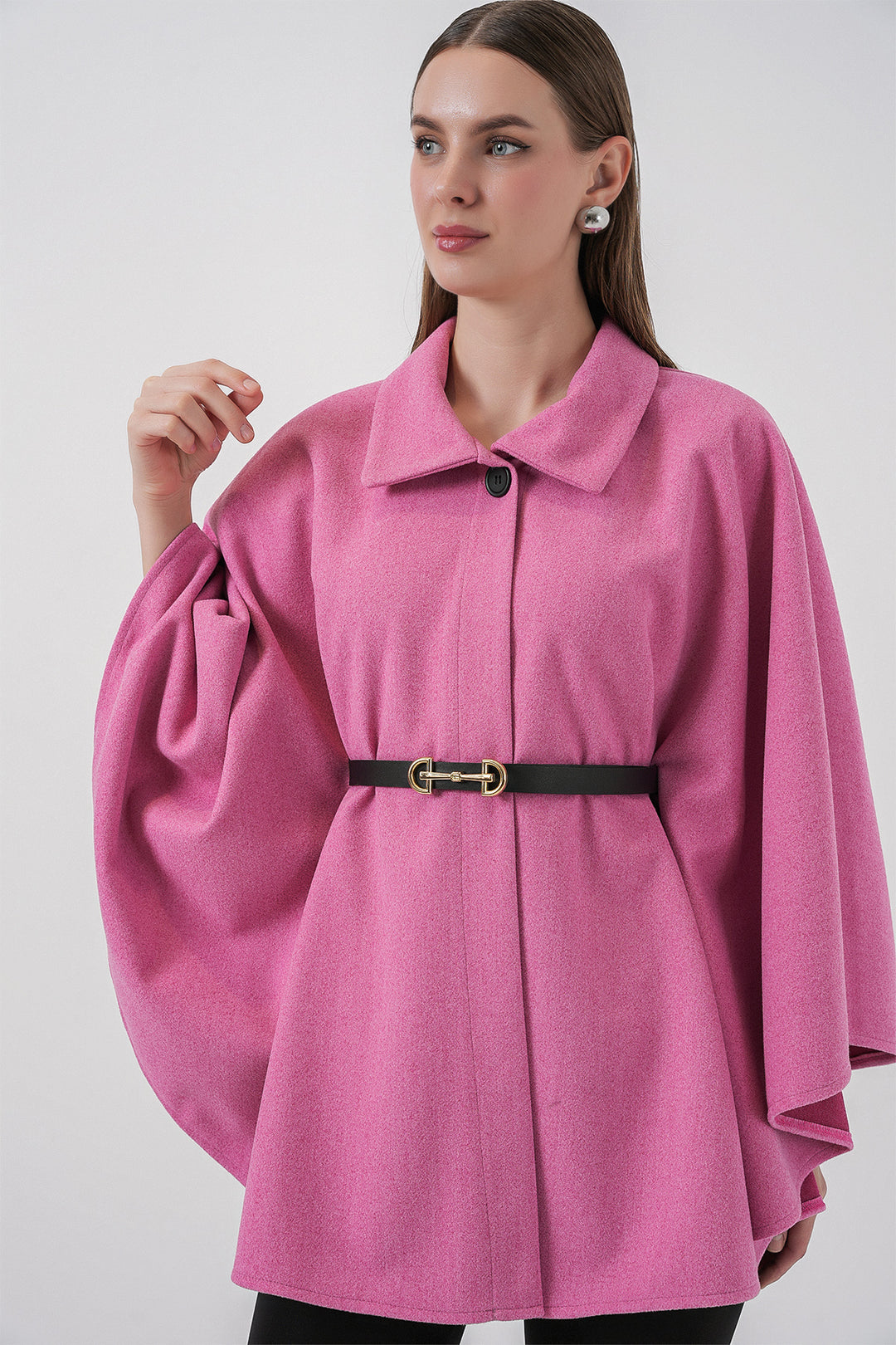 Bigdart Poncho en laine avec ceinture pour femme 9170 - Rose