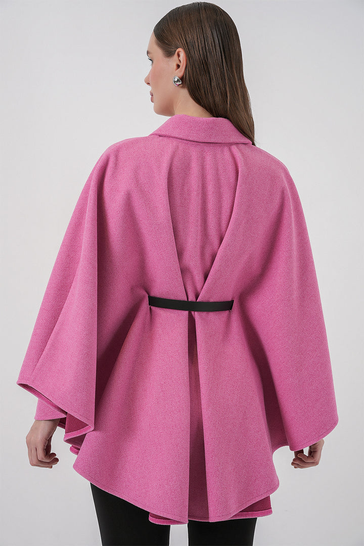Bigdart Poncho en laine avec ceinture pour femme 9170 - Rose