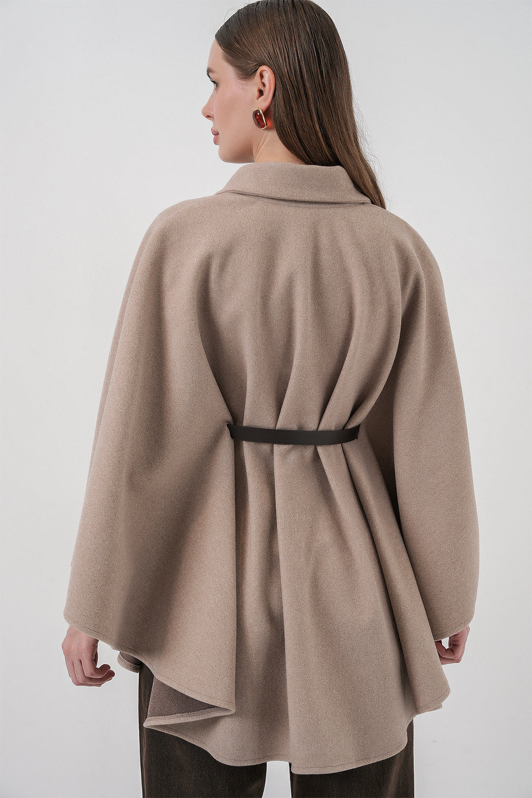 Bigdart Poncho en laine ceinturé pour femme 9170 - Vison