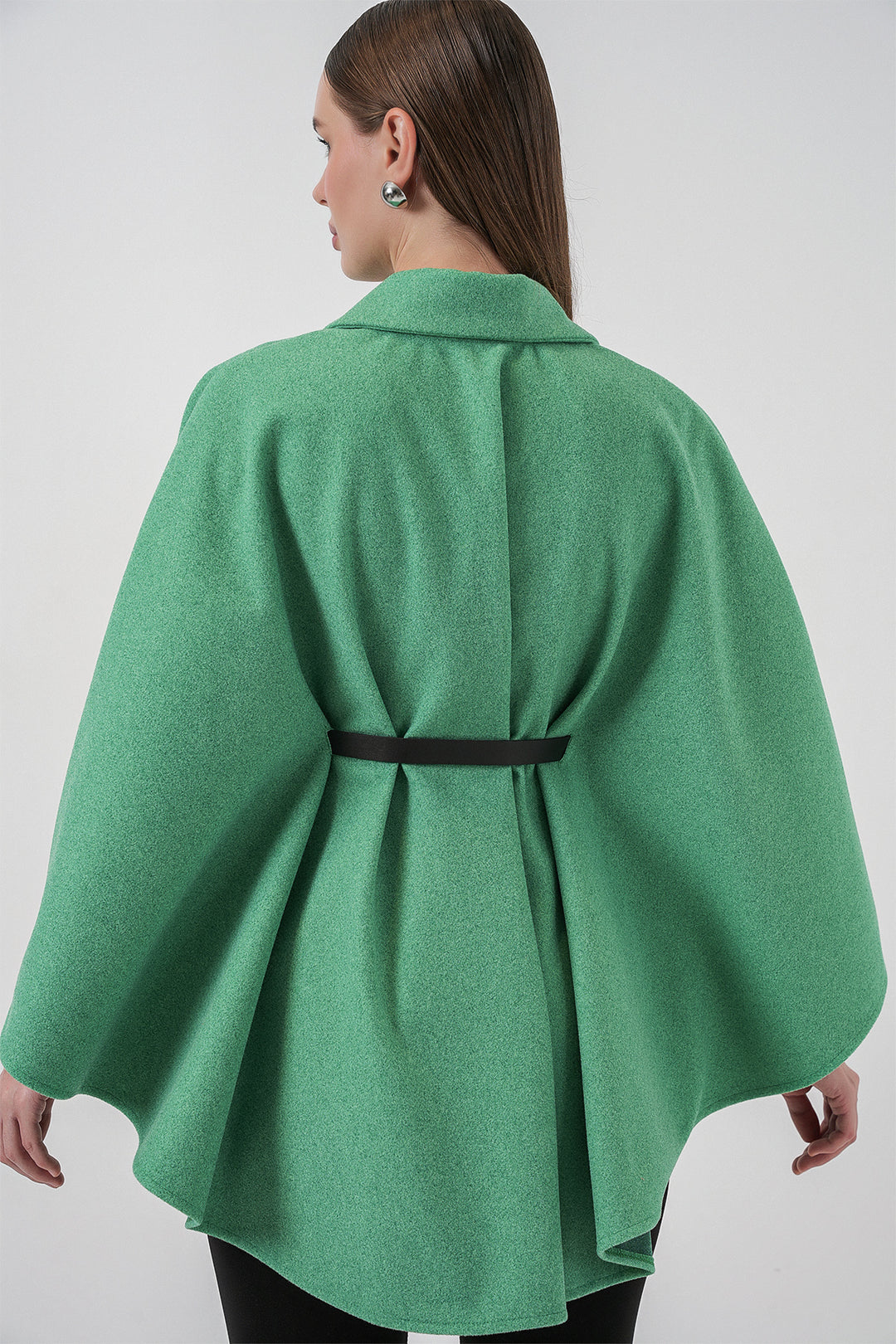 Bigdart Poncho en laine avec ceinture pour femme 9170 - Vert